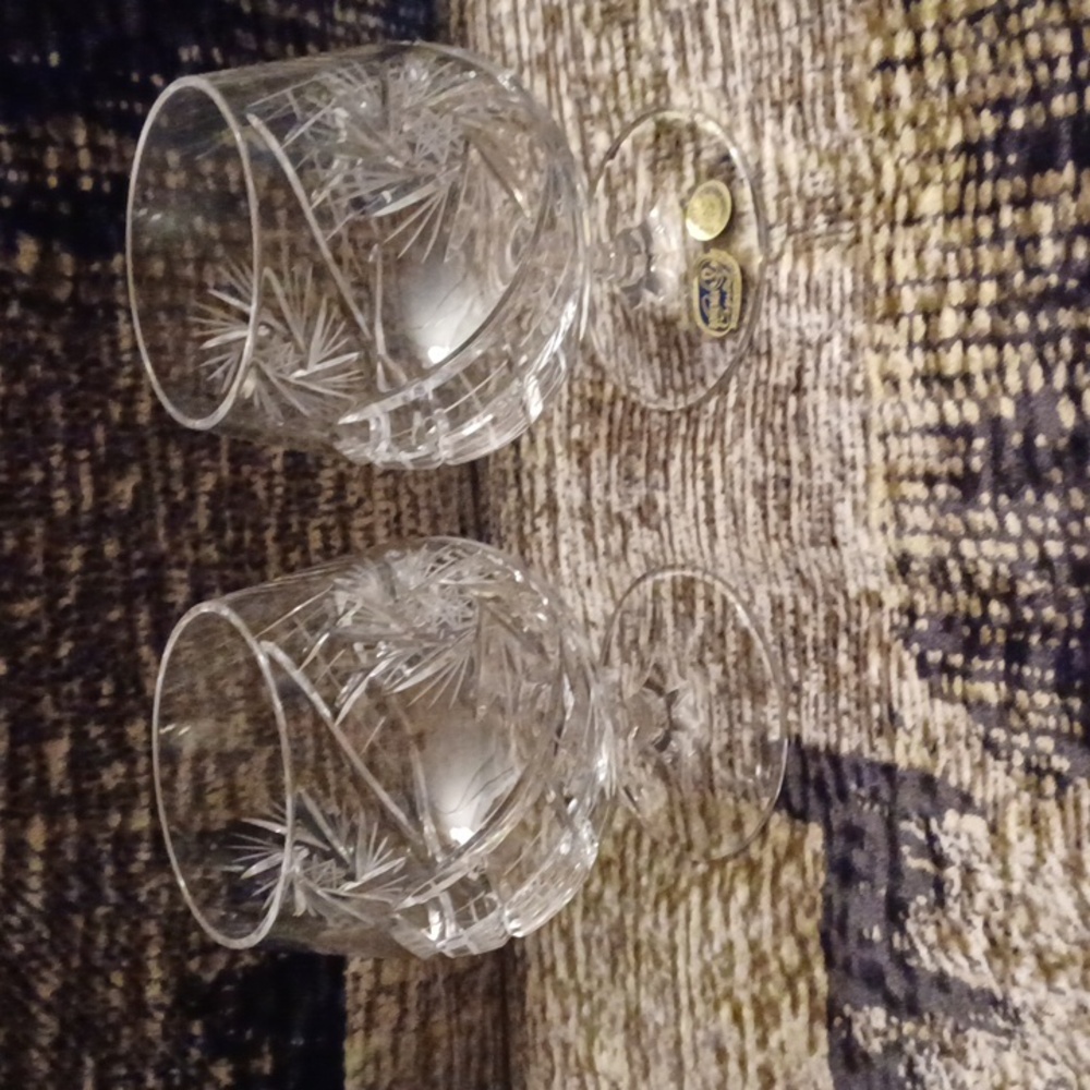 4/$80 Pinwheel Crystal Brandy Snifters Glassware - Set of 2
